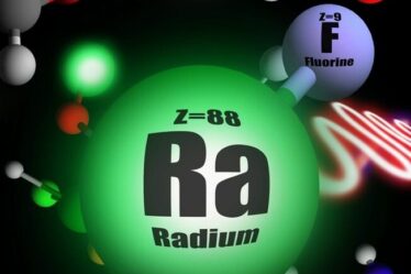 Illustration of short-lived radioactive molecule, radium monofluoride.