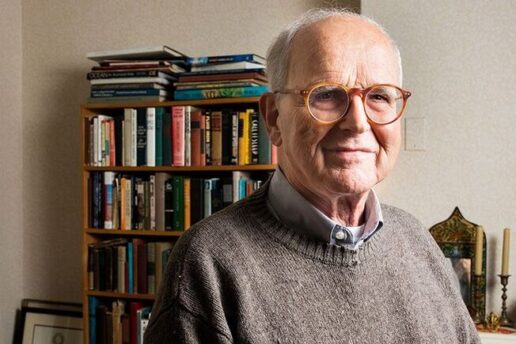 Rainer Weiss at home early this morning, after learning that he has won the 2017 Nobel Prize in physics.