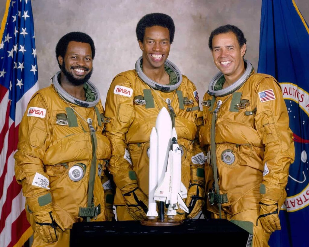 Ronald McNair with Guion Bluford and Fred Gregory, two other astronauts from the 1978 NASA pool intake.