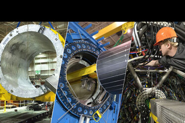 triptych of assembly of sPHENIX Detector over time